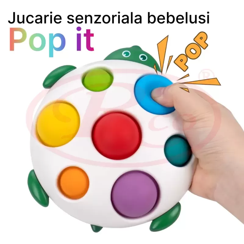 Jucarie senzoriala pentru bebelusi cu Pop it Push - Testoasa