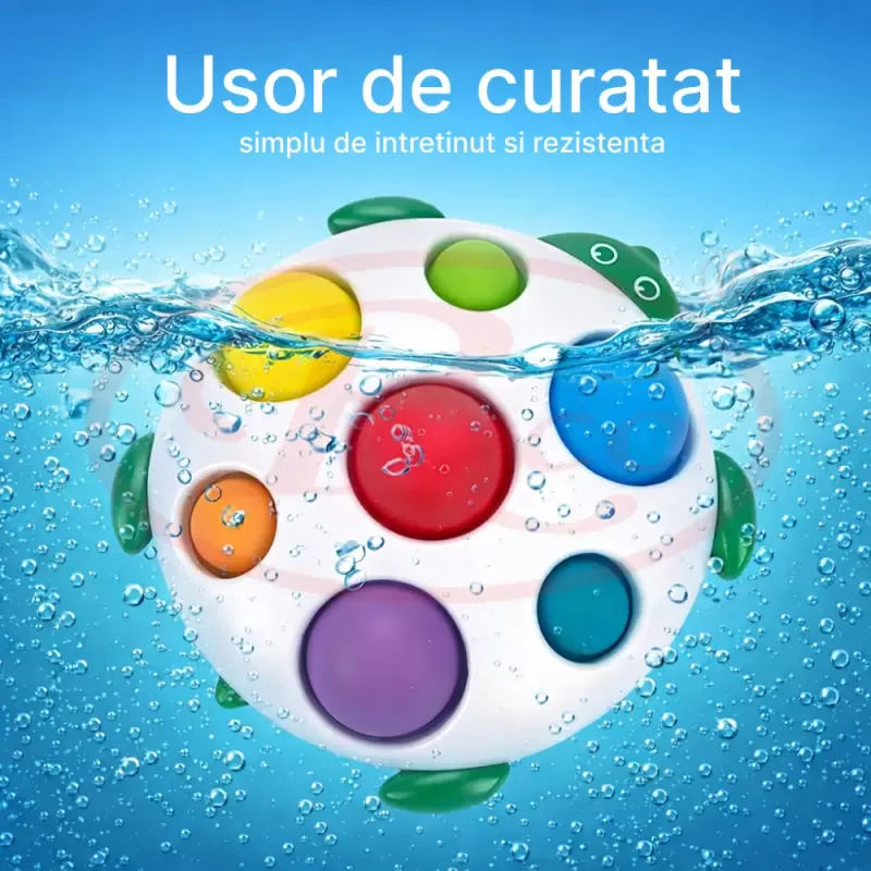 Jucarie senzoriala pentru bebelusi cu Pop it Push - Testoasa