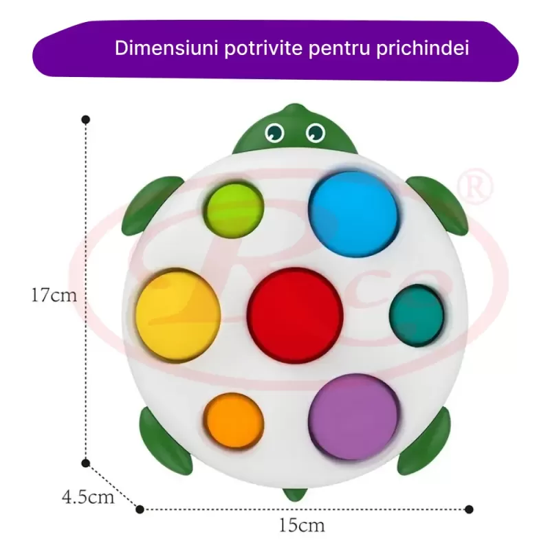 Jucarie senzoriala pentru bebelusi cu Pop it Push - Testoasa