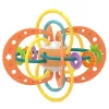 Jucarie pentru bebelusi, Minge cu Inele, din silicon pentru dentitie si motricitate, unisex, Portocaliu, +0 luni