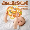 Jucarie pentru bebelusi, Minge cu Inele, din silicon pentru dentitie si motricitate, unisex, Portocaliu, +0 luni