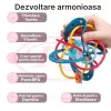 Jucarie pentru bebelusi, Minge cu Inele, din silicon pentru dentitie si motricitate, unisex, Albastru, +0 luni