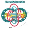 Jucarie pentru bebelusi, Minge cu Inele, din silicon pentru dentitie si motricitate, unisex, Albastru, +0 luni