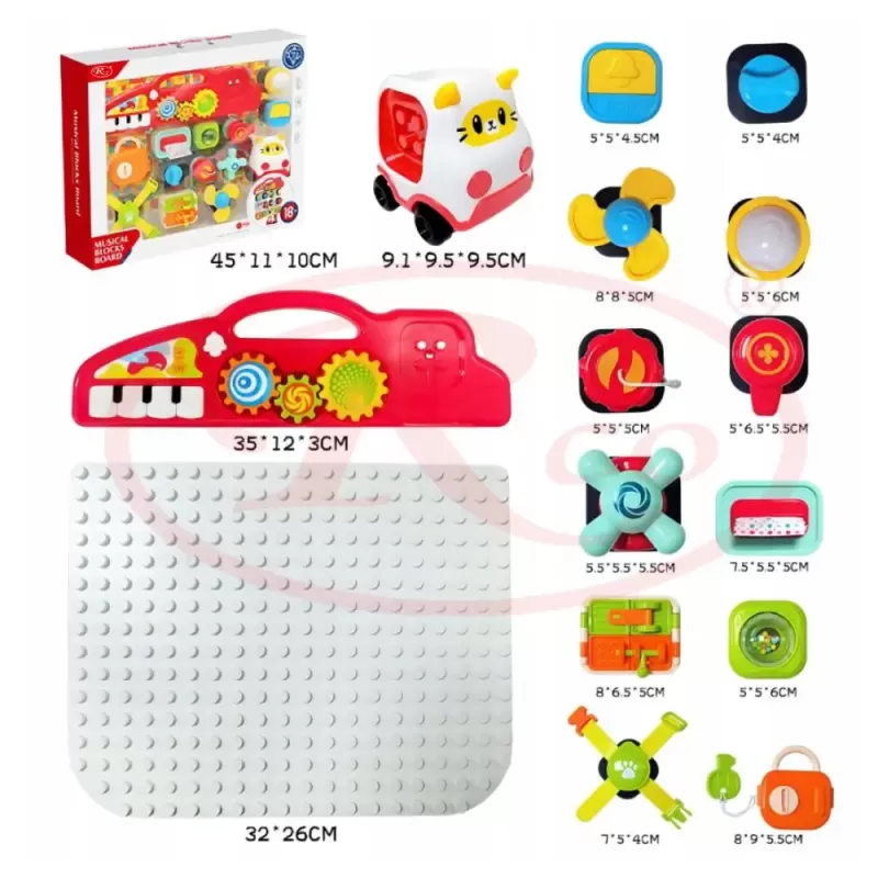 Jucarie educativa Busy Board interactiv Musical, 15 piese detasabile, lumini si sunete, 18 luni+, WW6023