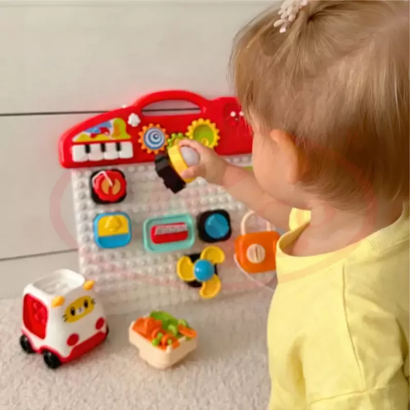 Jucarie educativa Busy Board interactiv Musical, 15 piese detasabile, lumini si sunete, 18 luni+, WW6023