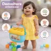 Cutie sortator cu forme geometrice si litere Baby First Blocks pentru invatare prin joaca, 16 piese colorate
