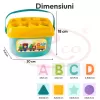Cutie sortator cu forme geometrice si litere Baby First Blocks pentru invatare prin joaca, 16 piese colorate