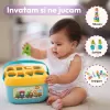 Cutie sortator cu forme geometrice si litere Baby First Blocks pentru invatare prin joaca, 16 piese colorate