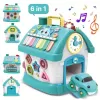 Casuta interactiva educativa pentru copii, cu sunete si lumini, 21x20x18,5 cm, albastru, 18 luni+