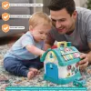 Casuta interactiva educativa pentru copii, cu sunete si lumini, 21x20x18,5 cm, albastru, 18 luni+