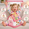 Casuta interactiva educativa pentru copii, cu sunete si lumini, 21x20x18,5 cm, roz, 18 luni+