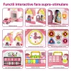 Casuta interactiva educativa pentru copii, cu sunete si lumini, 21x20x18,5 cm, roz, 18 luni+