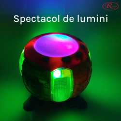 Jucarie Interactiva muzicala, cu lumini multicolore si rotire 360°, Toba sub forma de Dovleac, 18x18 cm, +18 luni