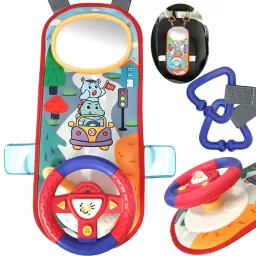 Jucarie interactiva Volan cu sunete si activitati multiple pentru masina sau patut, +18 luni