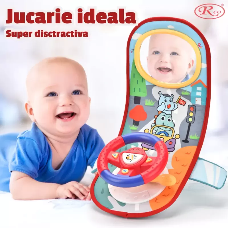 Jucarie interactiva Volan cu sunete si activitati multiple pentru masina sau patut, +18 luni