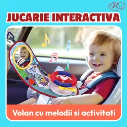 Jucarie interactiva Volan cu sunete si activitati multiple pentru masina sau patut, +18 luni