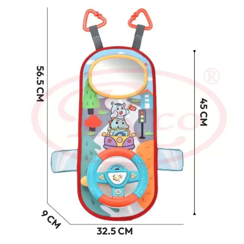 Jucarie interactiva Volan cu sunete si activitati multiple pentru masina sau patut, +18 luni