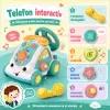 Jucarie Interactiva Masinuta cu Telefon, Volan, Lumini si Sunete Educative, Turcoaz, 18 Luni+