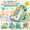 Jucarie Interactiva Masinuta cu Telefon, Volan, Lumini si Sunete Educative, Turcoaz, 18 Luni+