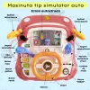 Simulator Auto Interactiv pentru Copii cu Volan – Lumini, Sunete, Muzica, Roz somon