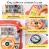 Simulator Auto Interactiv pentru Copii cu Volan – Lumini, Sunete, Muzica, Roz somon