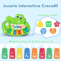Mini pianina de jucarie interactiva Crocodil Verde