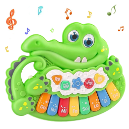 Mini pianina de jucarie interactiva Crocodil Verde
