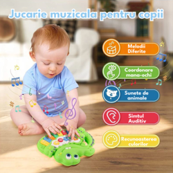 Mini pianina de jucarie interactiva Crocodil Verde