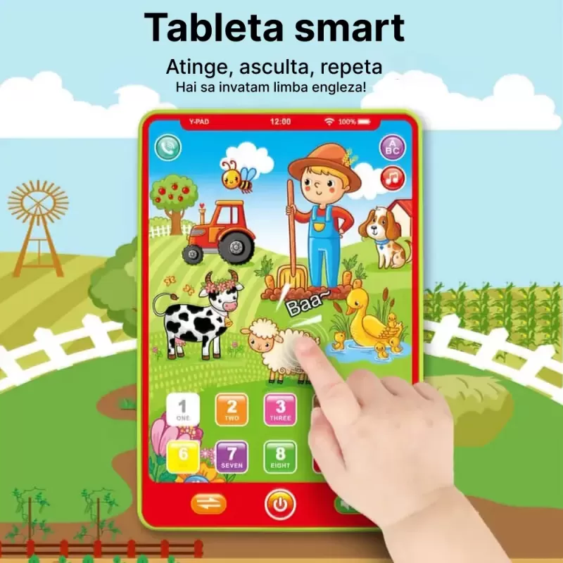 Tableta RCO Y-pad interactiva si educativa, Ferma animalelor in limba engleza, 20.5x13.8x1.3cm, 3+ani