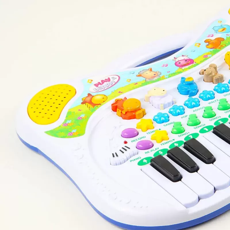 Jucarie muzicala, pian multifunctional RCO cu melodii, sunete, functie de inregistrare si redare, volum ajustabil, 38x27x3 cm, 18 luni+