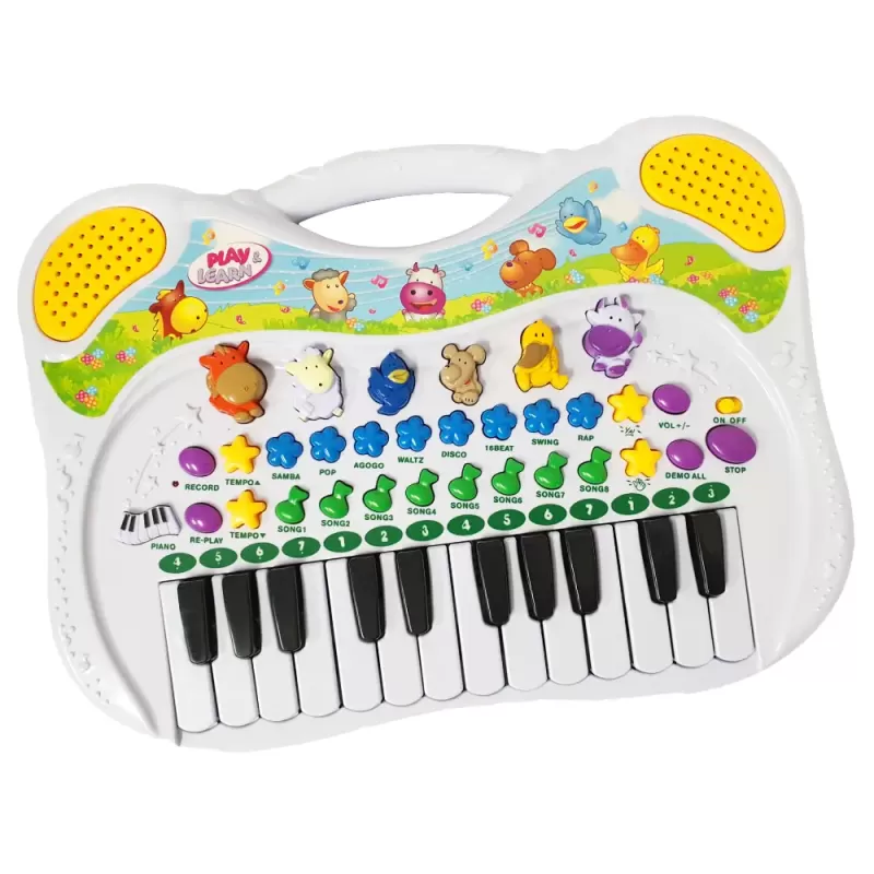 Jucarie muzicala, pian multifunctional RCO cu melodii, sunete, functie de inregistrare si redare, volum ajustabil, 38x27x3 cm, 18 luni+