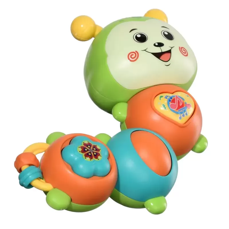 Jucarie interactiva cu functie de rotire 360 de grade si lumini, Omida RCO, 23 x 8 cm, +12 luni