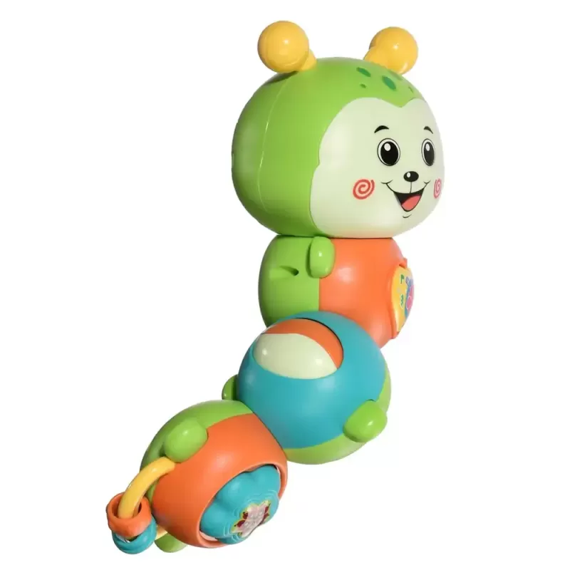 Jucarie interactiva cu functie de rotire 360 de grade si lumini, Omida RCO, 23 x 8 cm, +12 luni