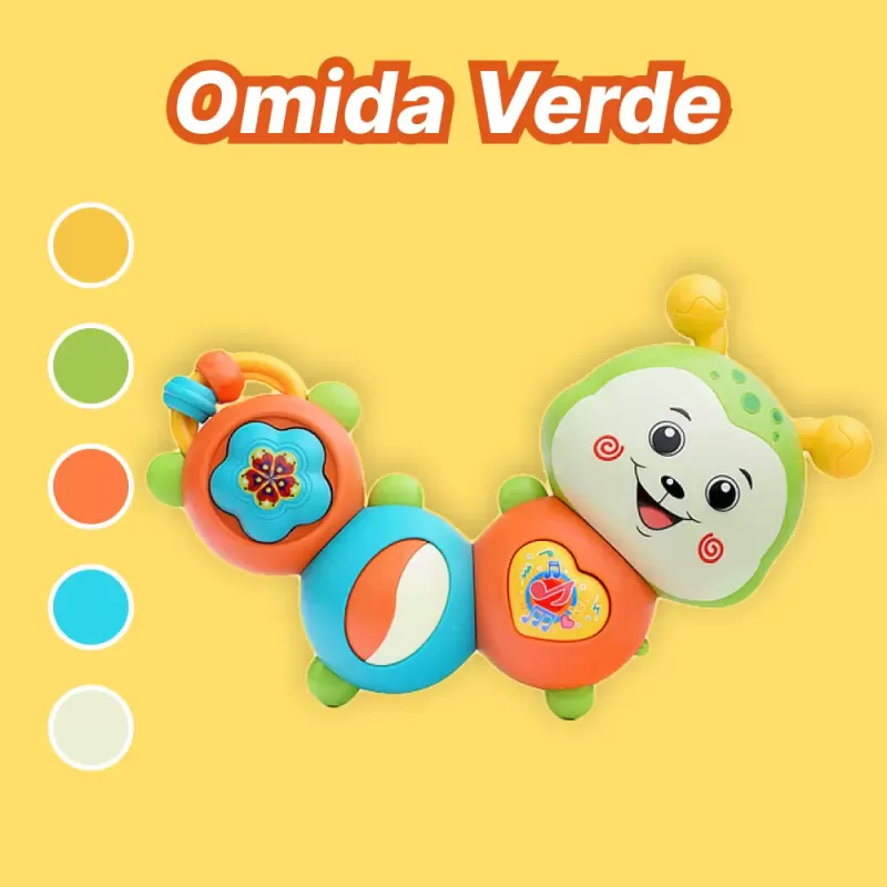 Jucarie interactiva cu functie de rotire 360 de grade si lumini, Omida RCO, 23 x 8 cm, +12 luni