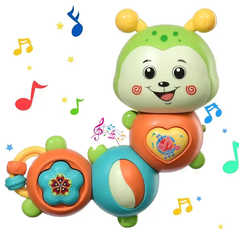 Jucarie interactiva cu functie de rotire 360 de grade si lumini, Omida RCO, 23 x 8 cm, +12 luni