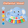 Jucarie interactiva muzicala cu functii si lumini, mini orga Elefant RCO, 21 x 17 cm, +18 luni