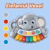 Jucarie interactiva muzicala cu functii si lumini, mini orga Elefant RCO, 21 x 17 cm, +18 luni