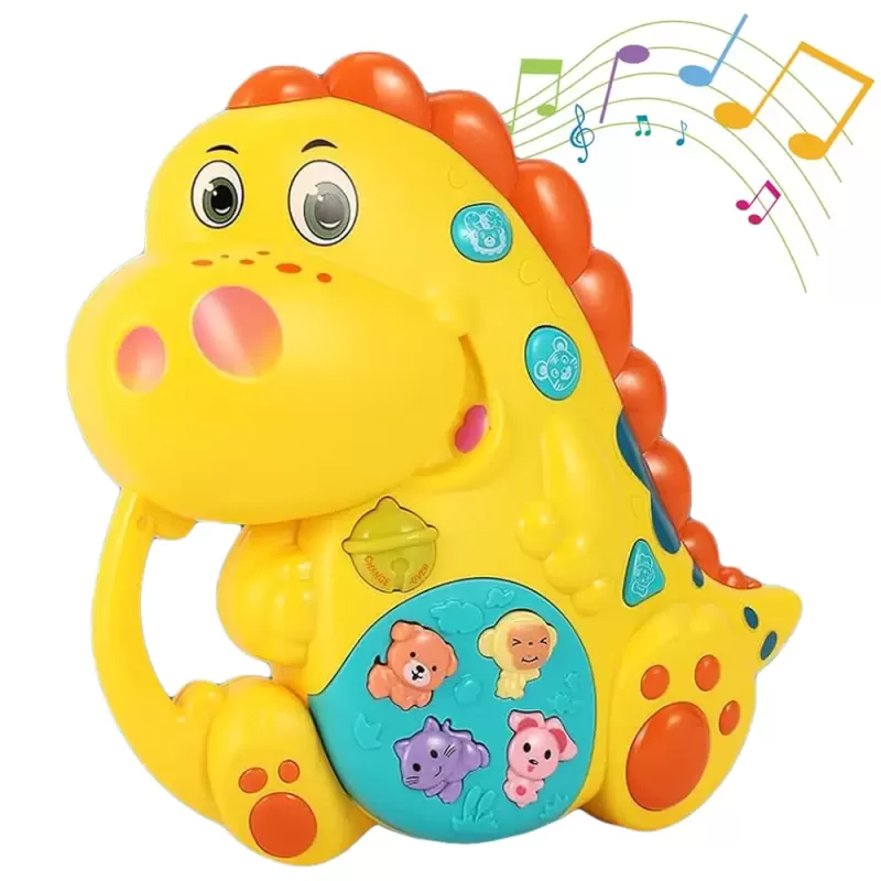 Jucarie interactiva muzicala cu functii si lumini, Dinozaur RCO, 14 x 14 cm, +12 luni