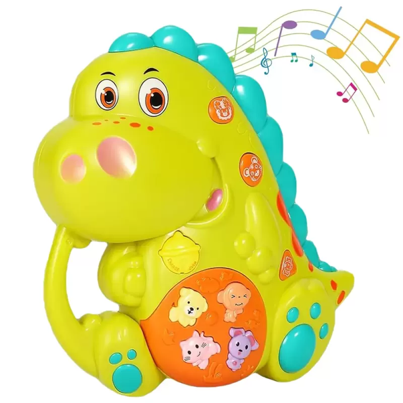 Jucarie interactiva muzicala cu functii si lumini, Dinozaur RCO, 14 x 14 cm, +12 luni