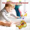 Mini orga muzicala Girafa verde cu sunete si lumini, jucarie interactiva 12+ luni