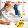 Mini orga muzicala Girafa galbena cu sunete si lumini, jucarie interactiva 12+ luni