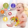 Mini orga muzicala Girafa verde cu sunete si lumini, jucarie interactiva 12+ luni