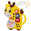 Mini orga muzicala Girafa galbena cu sunete si lumini, jucarie interactiva 12+ luni