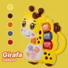 Mini orga muzicala Girafa galbena cu sunete si lumini, jucarie interactiva 12+ luni