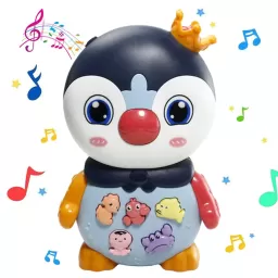 Jucarie interactiva muzicala cu functii si lumini, Pinguin RCO, 15 x 9.5 cm, +12 luni