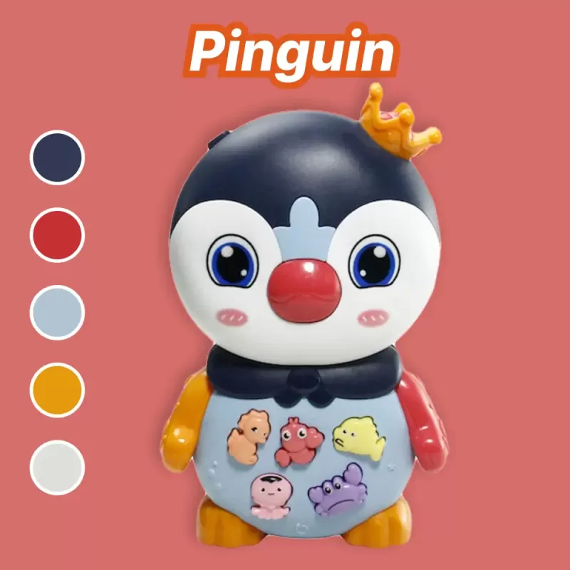 Jucarie interactiva muzicala cu functii si lumini, Pinguin RCO, 15 x 9.5 cm, +12 luni