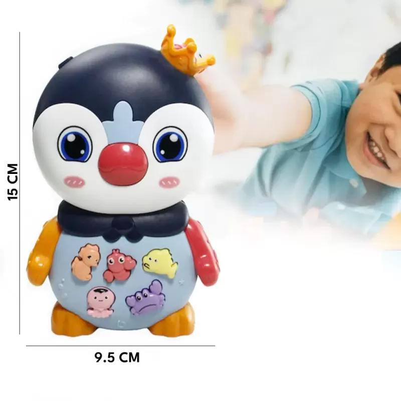 Jucarie interactiva muzicala cu functii si lumini, Pinguin RCO, 15 x 9.5 cm, +12 luni