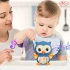 Jucarie interactiva muzicala cu functii si lumini, Bufnita RCO Albastra, +12 luni