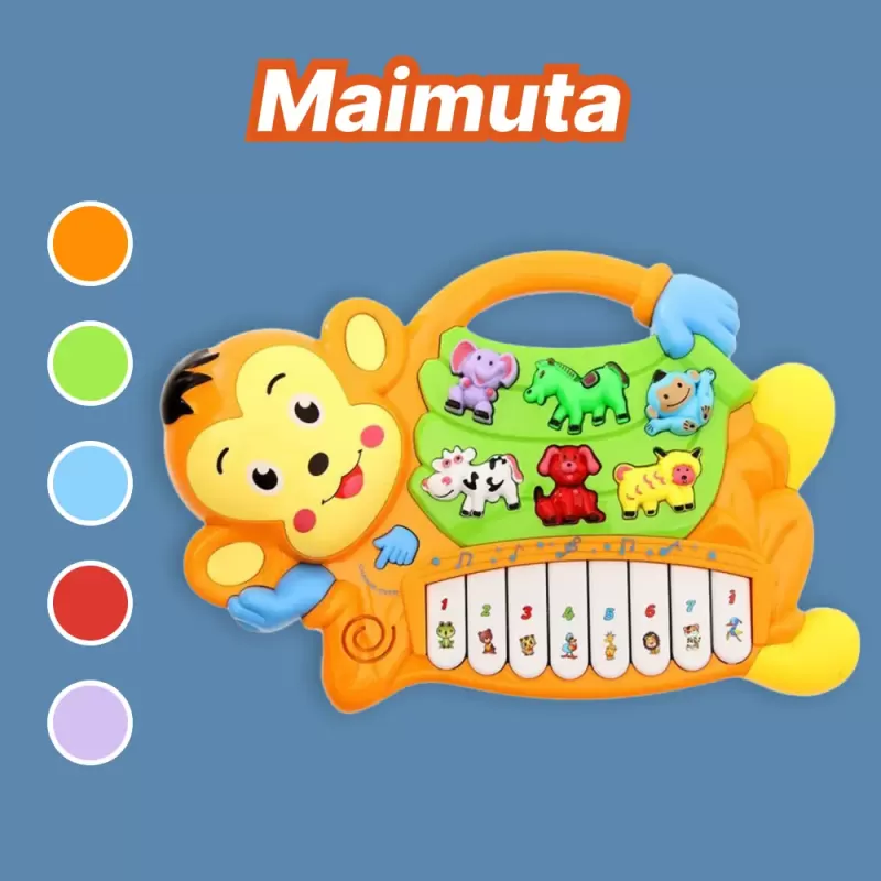 Jucarie interactiva muzicala cu functii si lumini, mini orga Maimuta RCO, 27 x 18 cm, +12 luni