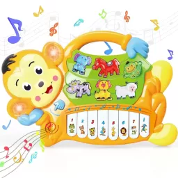 Jucarie interactiva muzicala cu functii si lumini, mini orga Maimuta RCO, 27 x 18 cm, +12 luni